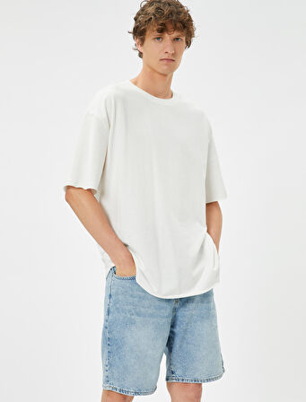 Kot Şort Bermuda Cep Detaylı Düğmeli Pamuklu