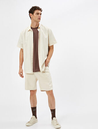 Basic Tişört Bisiklet Yaka Kısa Kollu Düşük Omuzlu Pamuklu