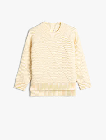 Kazak Yuvarlak Yaka Uzun Kollu Dokulu 