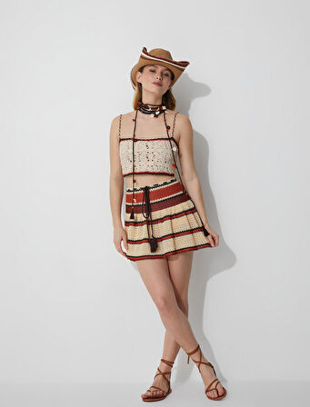 Melis Ağazat X Koton - Püsküllü Mini Örgü Etek