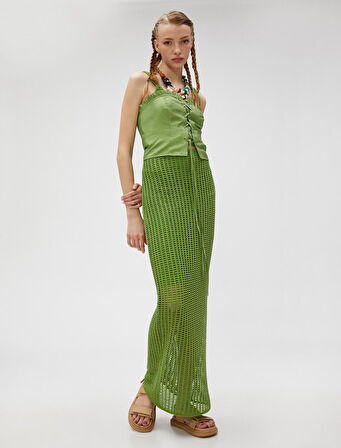 Fileli Midi Etek Yırtmaçlı Astarlı