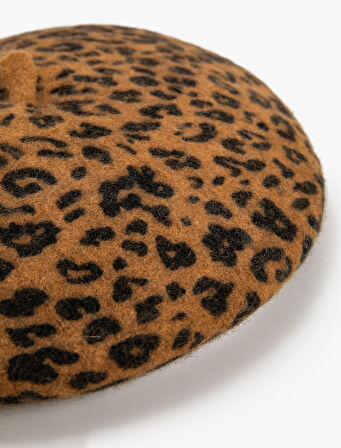 Yünlü Ressam Şapka Yumuşak Dokulu Leopar Desenli