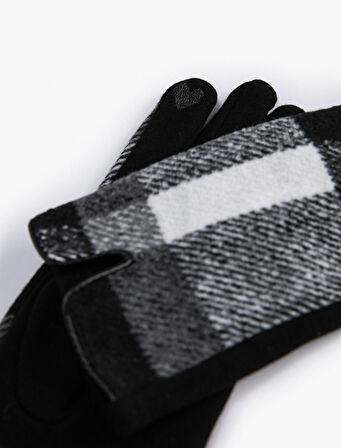 Ekose Eldiven Yumuşak Dokulu Yün Karışımlı