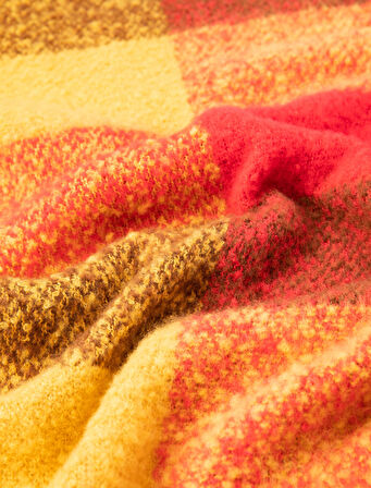 Atkı Püsküllü Yumuşak Dokulu Kareli