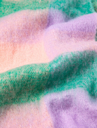 Atkı Püsküllü Yumuşak Dokulu Kareli