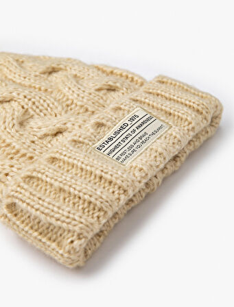 Örgü Bere Katlamalı Etiket Baskılı