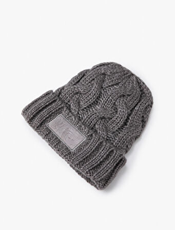 Örgü Bere Katlamalı Etiket Baskılı