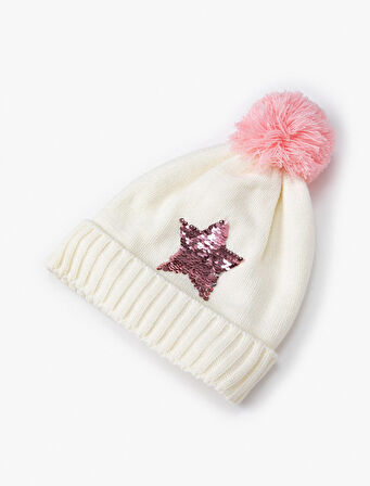 Ponponlu Bere Yıldız Detaylı Pullu Payetli 