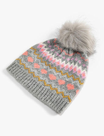 Bere Yumuşak Dokulu Peluş Ponpon Detaylı