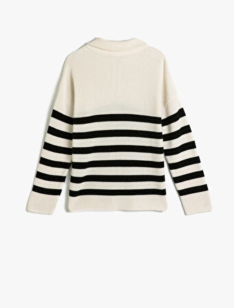 Kazak Uzun Kollu Polo Yaka Yarım Fermuarlı 