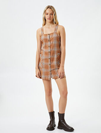 Jile Elbise Düğmeli Kalın Askılı Cepli 