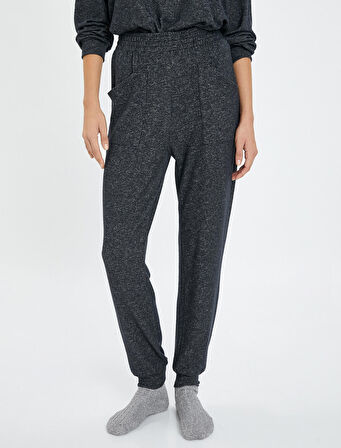 Jogger Pijama Altı Beli ve Paçası Lastikli Viskon Karışımlı