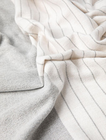 Çizgili Atkı Yumuşak Dokulu Püsküllü