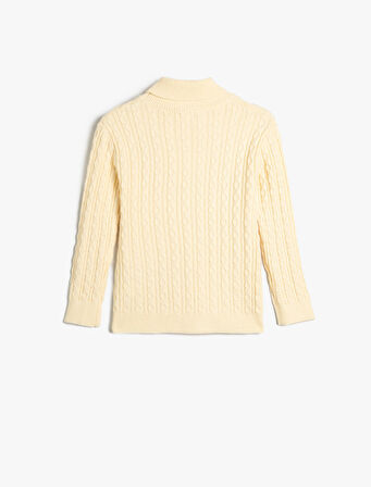 Balıkçı Yaka Kazak Saç Örgü Detaylı Uzun Kollu 