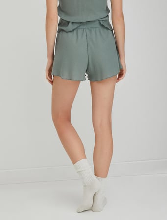 Pijama Altı Şort Beli Lastikli Dokulu Sloganlı