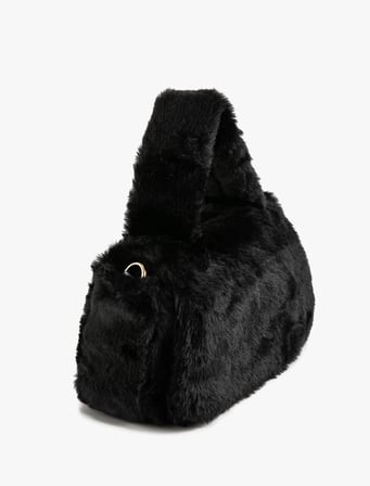 Peluş Mini Çapraz Çanta Kapaklı Fermuarlı
