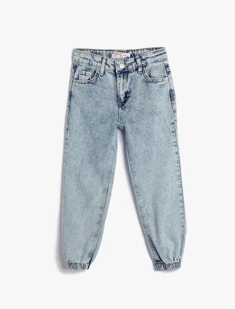 4WKG40028AD Koton KIZ Çocuk Jean Pantolon LIGHT INDIGO