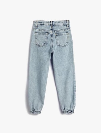4WKG40028AD Koton KIZ Çocuk Jean Pantolon LIGHT INDIGO