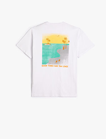 Tişört Kısa Kollu Bisiklet Yaka İşleme Detaylı Pamuklu