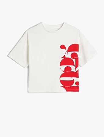 3SKG10587AK Koton Kız Çocuk T-shirt EKRU