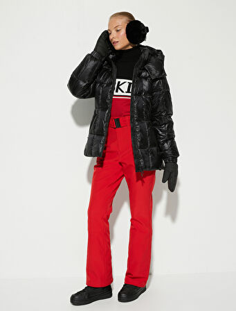 Kayak Pantolonu Kemer Detaylı Cepli Yüksek Bel