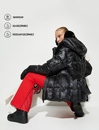 Kayak Pantolonu Kemer Detaylı Cepli Yüksek Bel