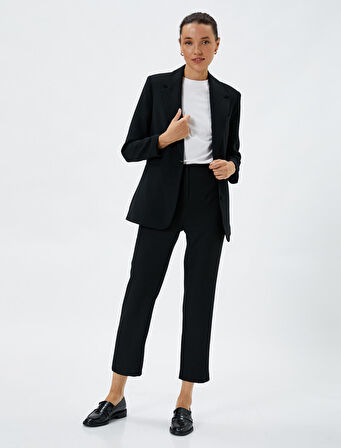 Düz Paça Kumaş Pantolon Yüksek Bel