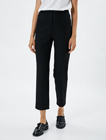 Düz Paça Kumaş Pantolon Yüksek Bel