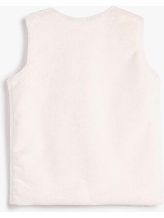 Koton Peluş Yelek Yuvarlak Yaka Kolsuz