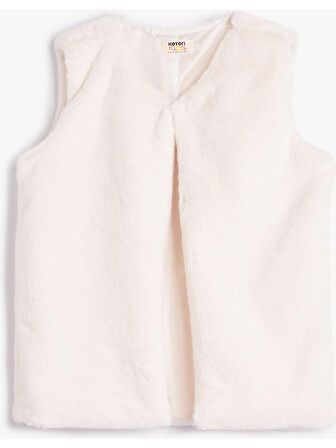 Koton Peluş Yelek Yuvarlak Yaka Kolsuz