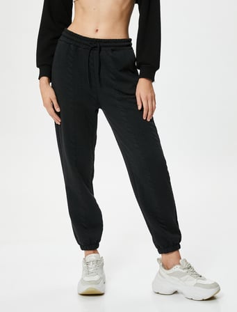 Jogger Eşofman Altı Dokulu Beli Bağcıklı