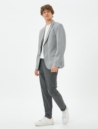 Blazer Ceket Slim Fit Düğmeli Çift Cep Detaylı