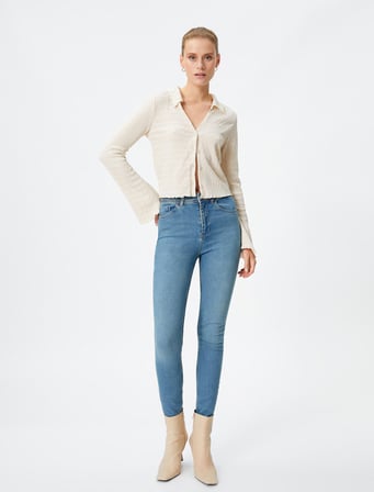 Yüksek Bel Kot Pantolon Dar Paça - Carmen Jeans