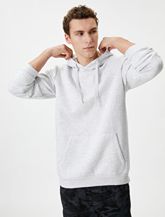 Kapşonlu Sweatshirt Kanguru Cep Detaylı Uzun Kollu