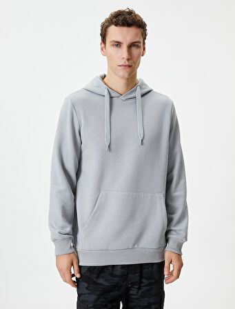 Kapşonlu Sweatshirt Kanguru Cep Detaylı Uzun Kollu