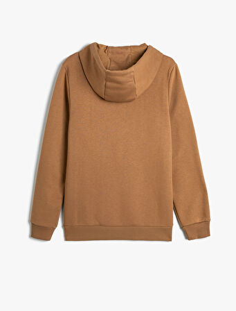 Kapşonlu Sweatshirt Kanguru Cep Detaylı Uzun Kollu