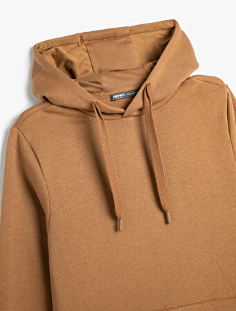 Kapşonlu Sweatshirt Kanguru Cep Detaylı Uzun Kollu