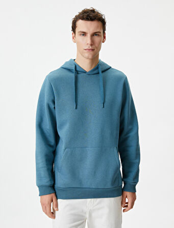 Kapşonlu Sweatshirt Kanguru Cep Detaylı Uzun Kollu