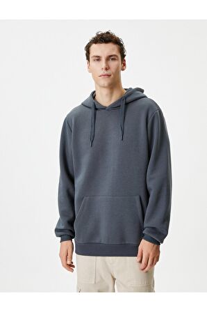 Kapşonlu Sweatshirt Kanguru Cep Detaylı Uzun Kollu