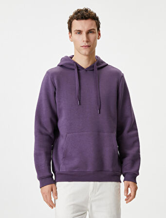 Kapşonlu Sweatshirt Kanguru Cep Detaylı Uzun Kollu