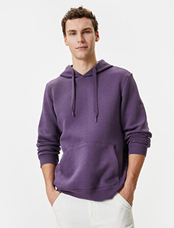 Kapşonlu Sweatshirt Kanguru Cep Detaylı Uzun Kollu