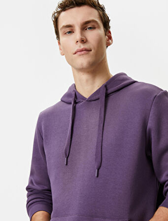 Kapşonlu Sweatshirt Kanguru Cep Detaylı Uzun Kollu