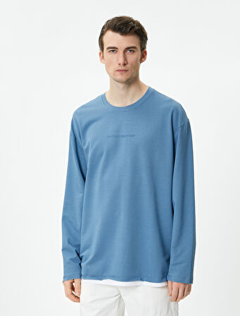 Yazlık Oversize Tişört Bisiklet Yaka Slogan Baskılı