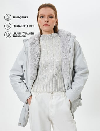 Kapüşonlu Outdoor Mont Fermuarlı Çıtçıt Düğmeli Kapaklı Cepli