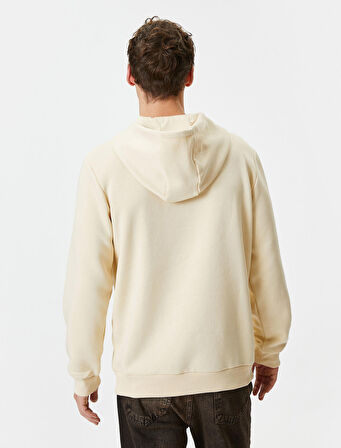 Slogan Baskılı Hoodie Kanguru Cepli Manzara Detaylı