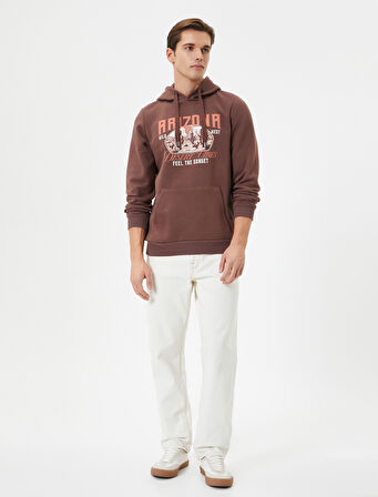 Kolej Hoodie Baskılı Kanguru Cep Detaylı