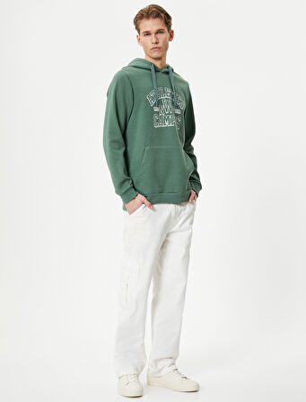 Kolej Baskılı Hoodie Kapşonlu Kanguru Cep Detaylı 