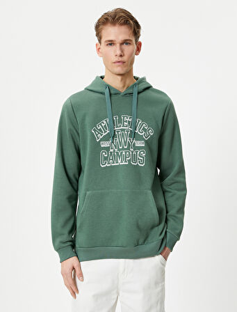 Kolej Baskılı Hoodie Kapşonlu Kanguru Cep Detaylı 