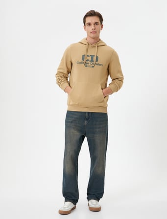 Kolej Hoodie Baskılı Kanguru Cep Detaylı