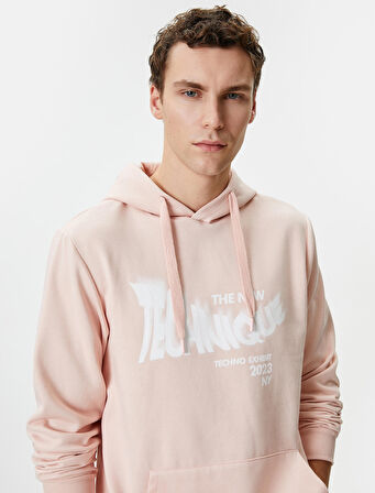 Kolej Sweatshirt Kapşonlu Slogan Baskılı Kanguru Cep Detaylı